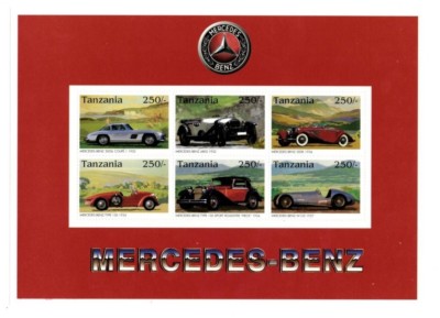 Tanzania 1996 - Mercedes Benz Classic Cars - Sheet of 6 Stamps Scott ...