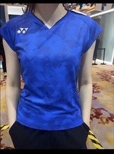 Yonex Women's V Neck Badminton T Shirt Size L quick Dry Sportswear Blue