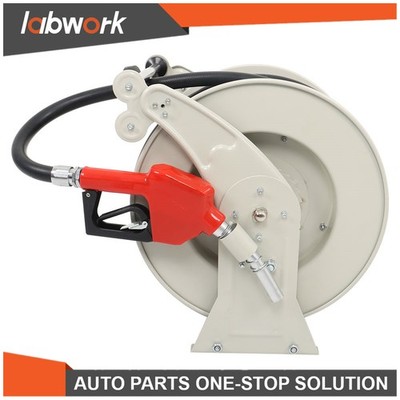 Labwork Diesel Hose Retractable Reel 3/4''x66' Fuel Hose Reel With Refueling Gun