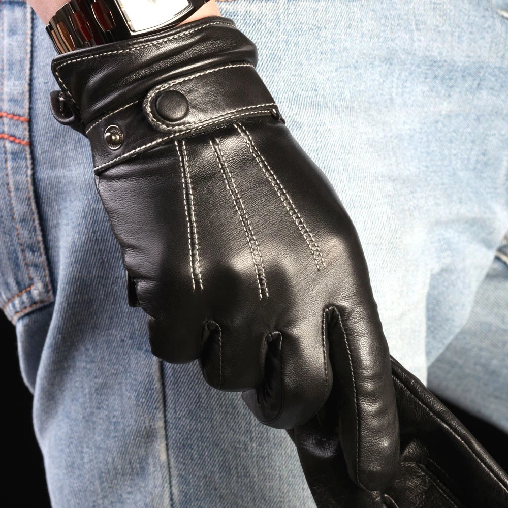 Mens Genuine Nappa Leather Warm Lined Gloves On Sale #M009