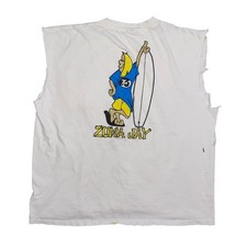 Vintage Zuma Jay Surf Shop Malibu Muscle Tee Oneita Power-T XL White Cut Off