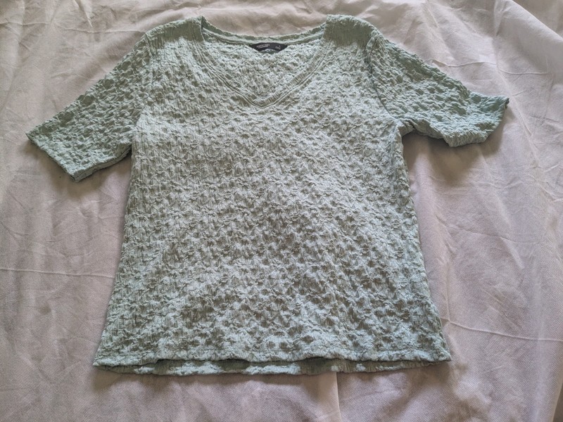 Simply Vera By Vera Wang Women's Size Large Light Green Short Sleeve Blouse Top