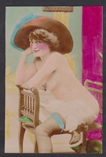 C1920 POSTAL/FOTOGRAFÍA FOTOGRAFÍA COLOREADA A MANO DE DESNUDO, SEÑORA ARRIESGADA