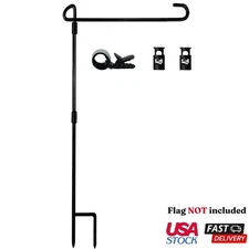 Garden Flag Stand-Holder-Pole with Flag Stopper and Clip Waterproof For Flags