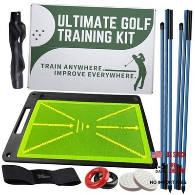 6-in-1 Golf Swing Trainer with Divot Board, Golf Grip Trainer, Alignment