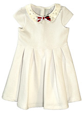 Janie and Jack White Quilted Pearls Bow Flare Sailor USA Dress Girl's Sz 5
