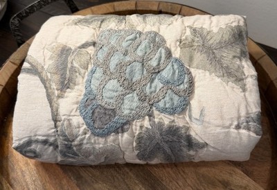 Pottery Barn Tessa Embroidered Quilted Sham Blue Multi, Standard NEW Open Box