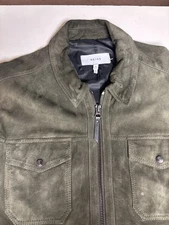 Reiss Suede Leather Pike Jacket Size Large Men's Very Good Condition Green Nice!