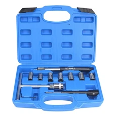 10pcs Diesel Injector Seat Cutter Cleaner Carbon Remover Tool Set Kit with Fl...