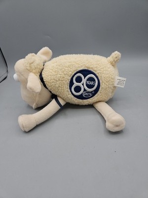#80 Serta Counting Sheep Maskottchen blaue Augen Plüsch 8 Zoll mit Etikett 80 Jahre Curto 