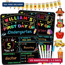 First and Last Day of School Board Sign Set 14x11 Double Sided Markers Balloons