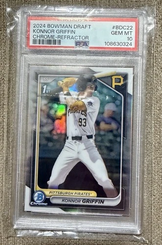 Topps 2024 Bowman Draft Chrome Refractor Konnor Griffin BDC22 PSA 10 Pirates