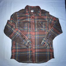 J. Crew Long Sleeve Flannel Seaboard Soft-Knit Shirt Sz L Brown Plaid Country