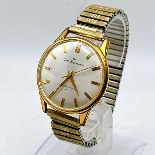 Vintage SEIKO Sportsmatic 19 Jewels Automatic GoldDial Classic Dress Watch Japan
