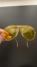 Ray Ban Vtg Bausch & Lomb Bullet Hole 1/10 12K GF Shooter Yellow Sunglasses 62mm