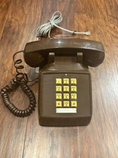 Vintage MCM TeleConcept Brown Push-Button Corded Telephone desk phone UNTESTED