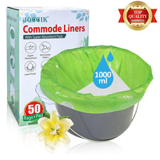 Commode Liners for Bedside Commode with Super Absorbent Pad 50 Pack Disposable B