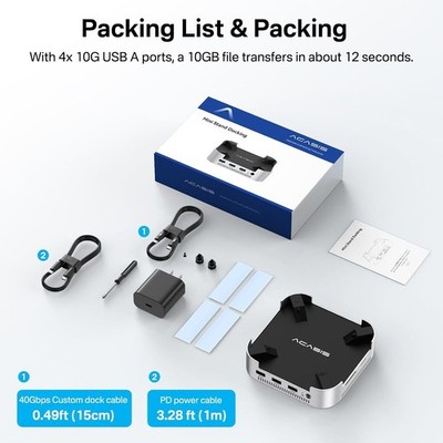 ACASIS 40Gbps Mac mini M4 Dock USB-C-Dockingstation mit dualem M.2 NVMe