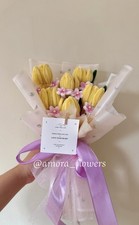 amora flowers Handmade Fabric Tulip Daisy Carnation Flower Bundle Arrangement