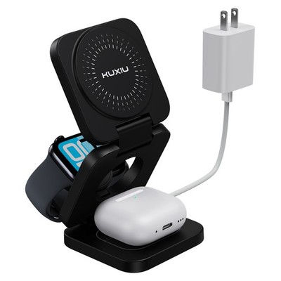 3 in1 KUXIU X55 Turbo Qi2.2 Certified 25W Magnetic Charger for iPhone 17 iWatch