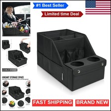 Car Backseat Organizer with 11 Compartments 2 Cup Holders, Black