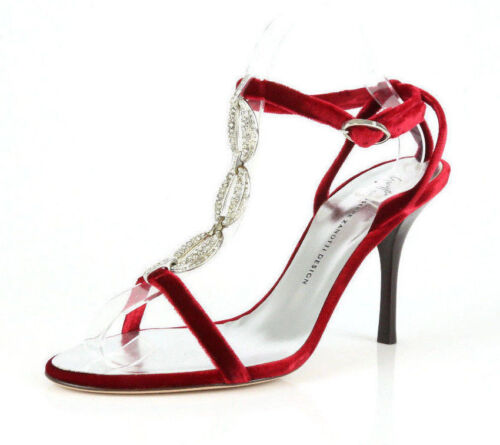 Giuseppe Zanotti Design Womens Red Suede Embellished Heels Sandals EU 39.5 - Picture 7 of 8