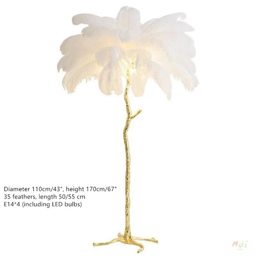 Ostrich feather Floor lamp Standard Lamp For Living Room Bedroom Lighting - Picture 9 of 12
