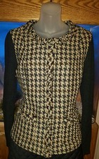 Cabi New Houndstooth Charcoal/Sand Jacket Size 8