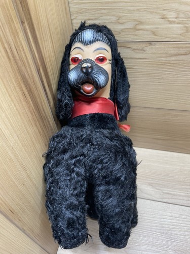 Giocattolo Carnevale Vintage Imbottito Peluche Animale Barboncino Cane Gomma Dipinto Viso 10"" Lng - Foto 7 di 11