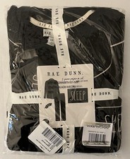 RAE DUNN Women's Notch Collar Long Sleeve 2 Piece Pajama Set/Sleep Mask - Size L