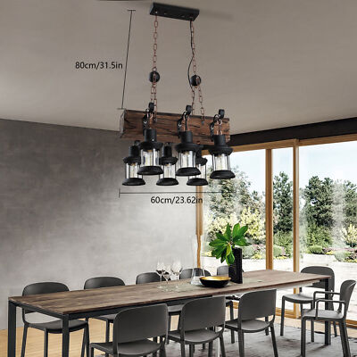 Farmhouse Wood Chandelier Kitchen Island Pendant Light Fixture Ceiling Light NEW
