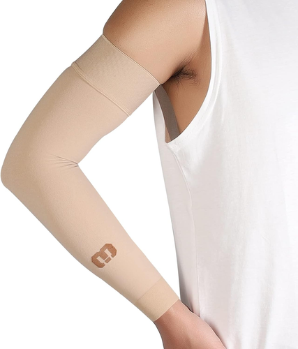 Lymphedema Compression Arm Sleeve for Women Men, Opaque, 20-30 Mmhg Compression