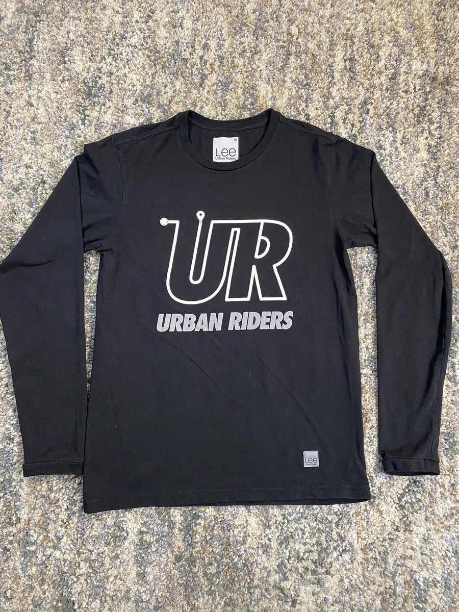 Lee Urban Riders Long Sleeve T-Shirt Mens Size M Slim Fit Black Crewneck  Graphic