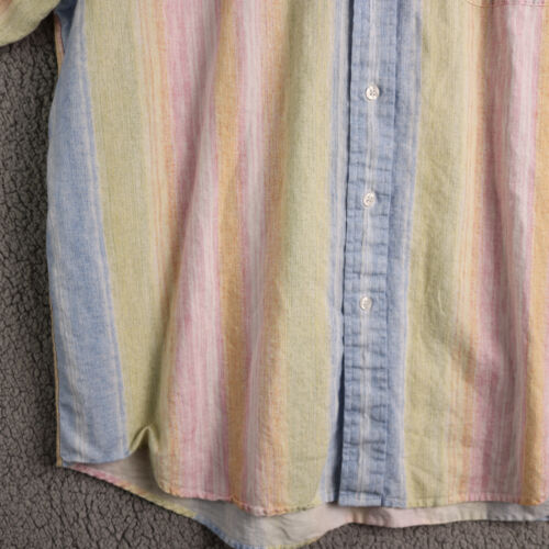 VTG Clearwater Outfitters Mens Large Rainbow Short Sleeve Button Down Polo Linen - Picture 4 of 16