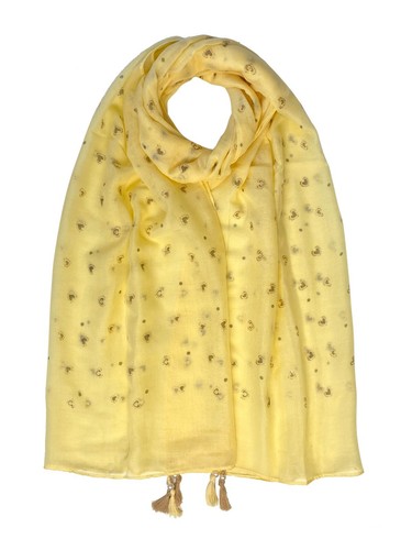 Love Heart Print Sparkle Foil Fashion Scarf With Pearl Tassels Shawl Hijab - Picture 4 of 5