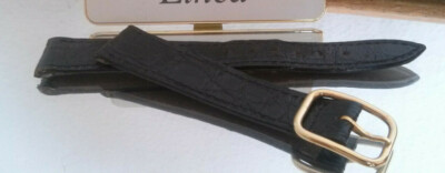 BAUME & MERCIER Krokoleder-Armband 17 mm schwarz + Aufsteller Linea GENEVE 1830