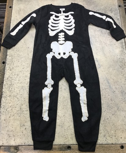 One Piece Bodysuit Zip Up Skeleton Halloween Costume - Size XS 4-5 - Fast Ship!