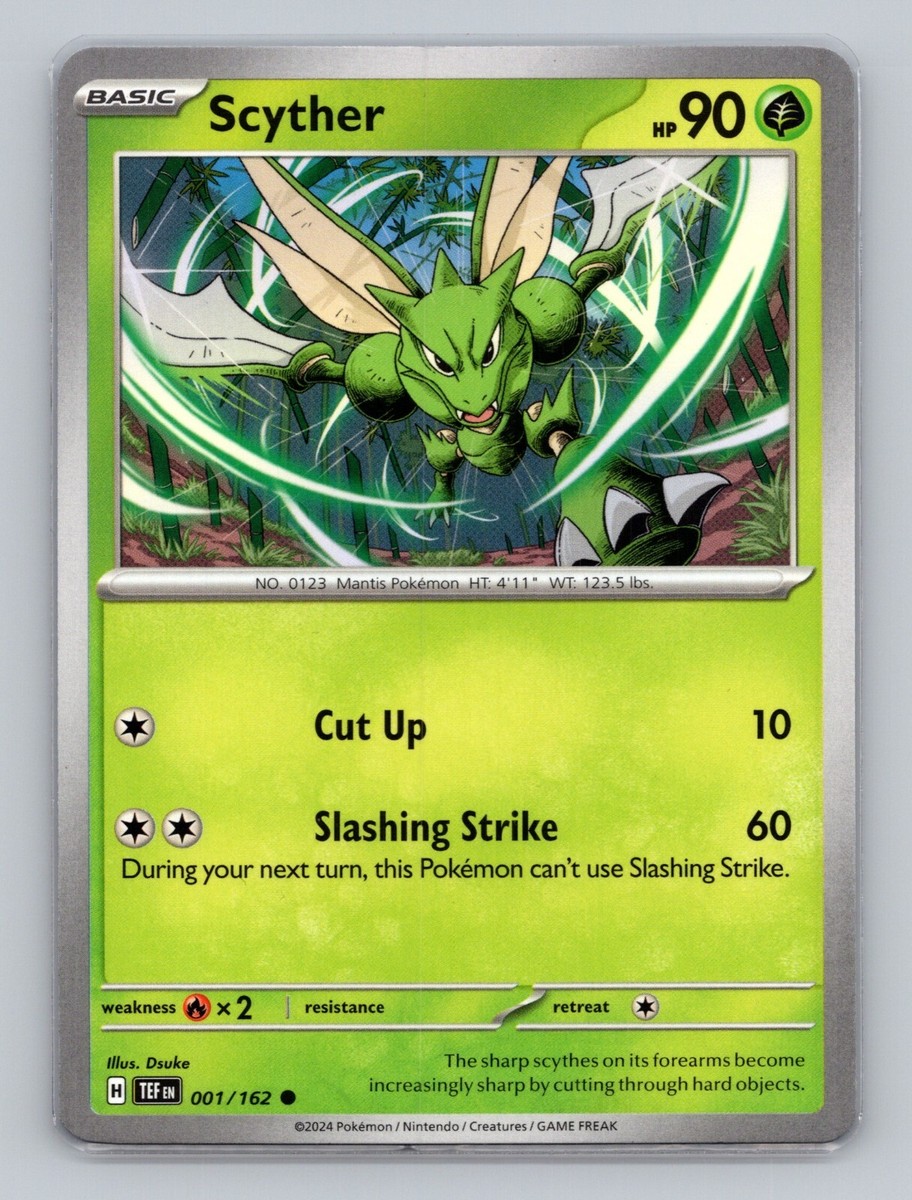 Scyther 001/162 Temporal Forces Common NM TEF EN Pokemon Card Scarlet &  Violet | eBay