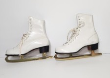 Vintage Brunswick Sports Canadian Flyer Gold Crown Ice Skates Sz 7 Gold Blades