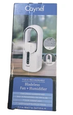 Caynel Portable Desktop Fan 11.8" Bladeless 3 Speed Battery and USB Amb Light