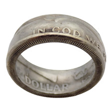 VINTAGE 1958 SILVER SIZE:10 HALF DOLLAR COIN ART 8.5MM RING 10.1GR 3231