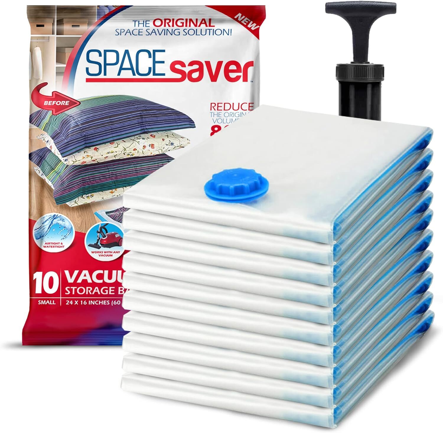 Spacesaver Vacuum Storage Bags (Small 10 Pack) Save 80% on Clothes Storage Space