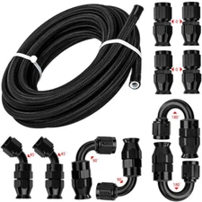8AN -AN8 10/16/20FT Nylon Braided PTFE Fuel Line 10 Fittings Hose Kit For E85 