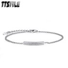 TTStyle RHODIUM 925 Sterling Silver ID Chain Dangle Bracelet NEW