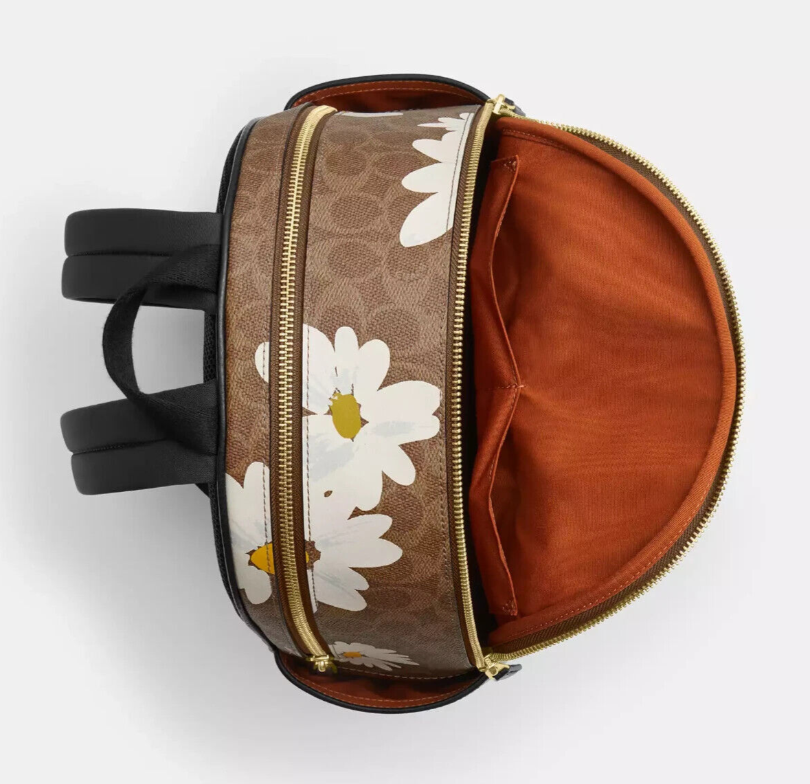 Coach Court Tan Floral Print Signature Coated Canvas & Leather