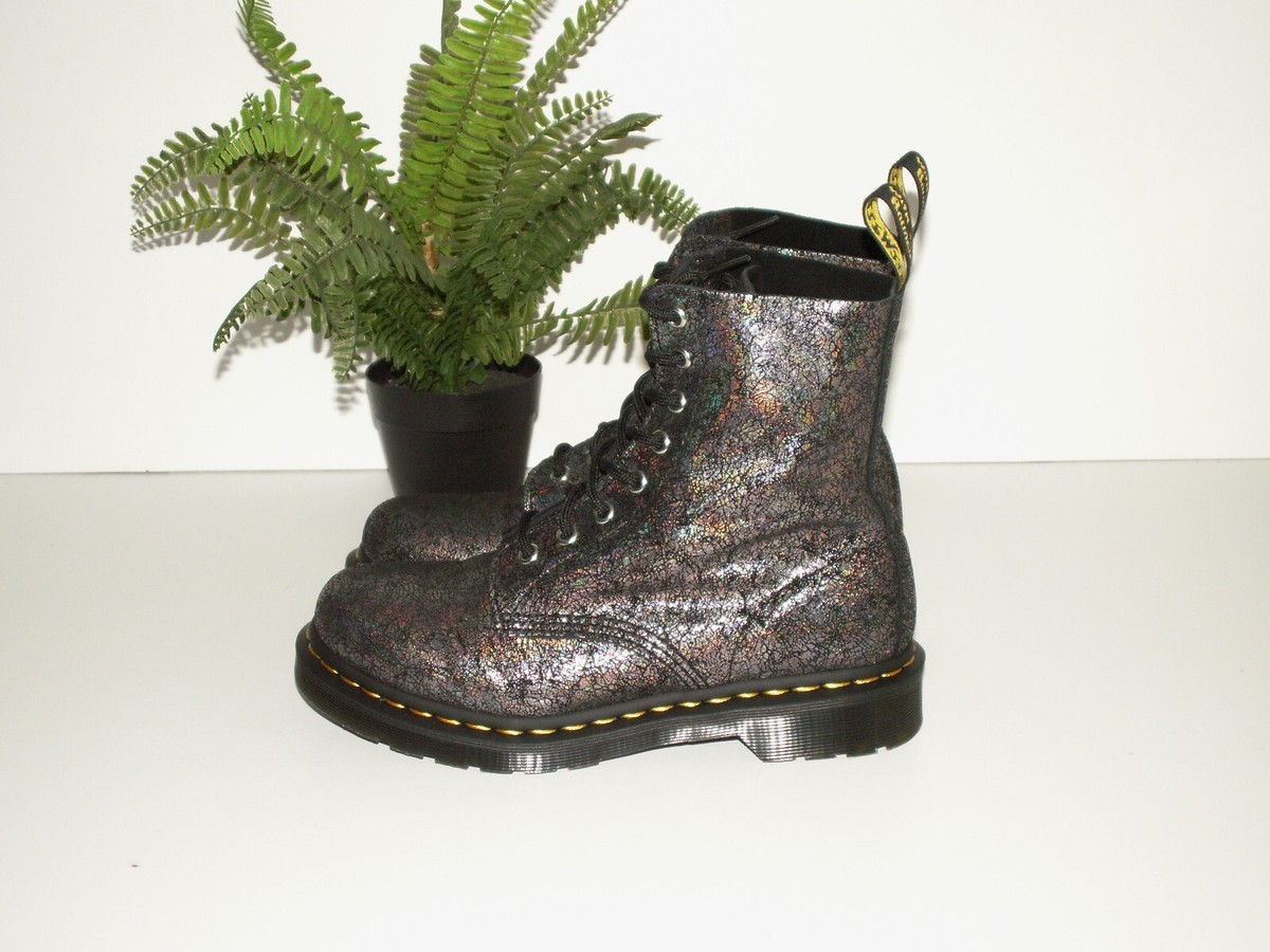 Dr Martens 1460 PASCAL gunmetal iridescent crackle leather boots uk eu 38  us