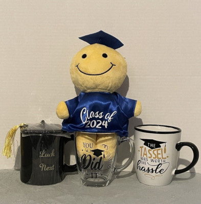Graduation Gifts 3- Mugs Hot or Cold Cups and 1- Plush NEW