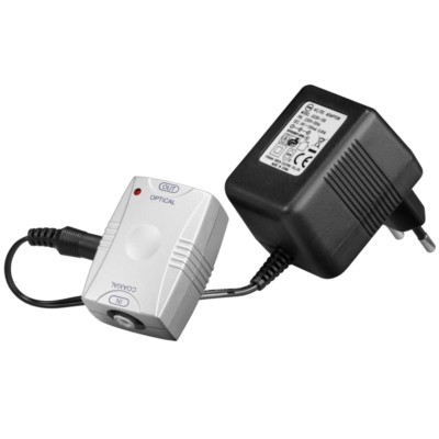 Audio Koaxial optical optisch Adapter Wandler Cinch auf Opto mit rotem Licht