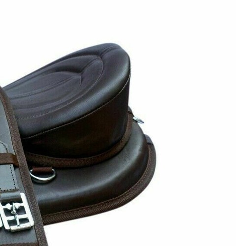 SILLA DE MONTAR DE CABALLO DE CUERO SUAVE SIN ÁRBOLES COLOR NEGRO Y MARRÓN APTA PARA TAMAÑO DE ASIENTO (16"-18") - Imagen 10 de 12