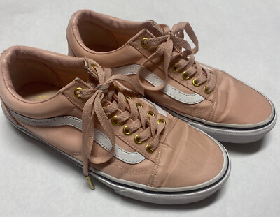 Vans Old School Sneakers Skate Shoes Rose Gold With Gold Eyes